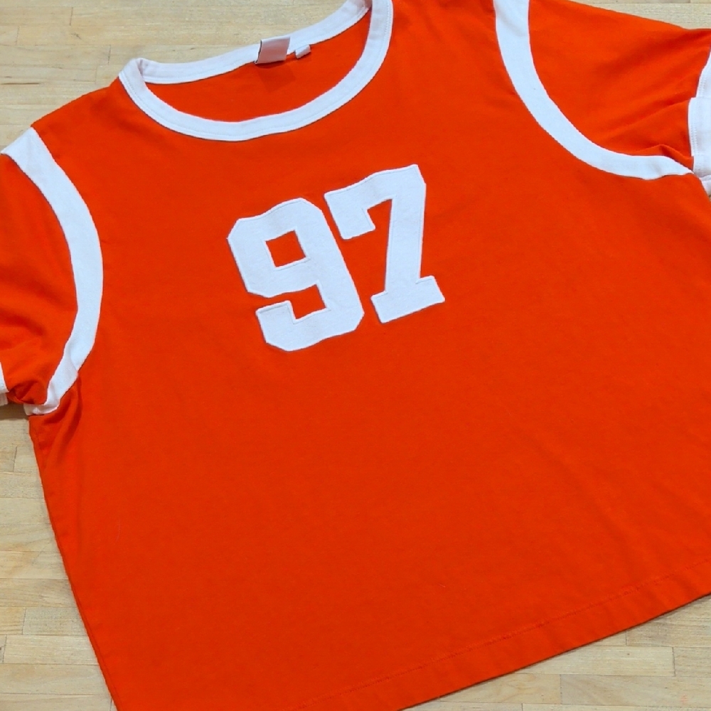 Women's Orange Ringer Tee with White Trim and '97 Graphic